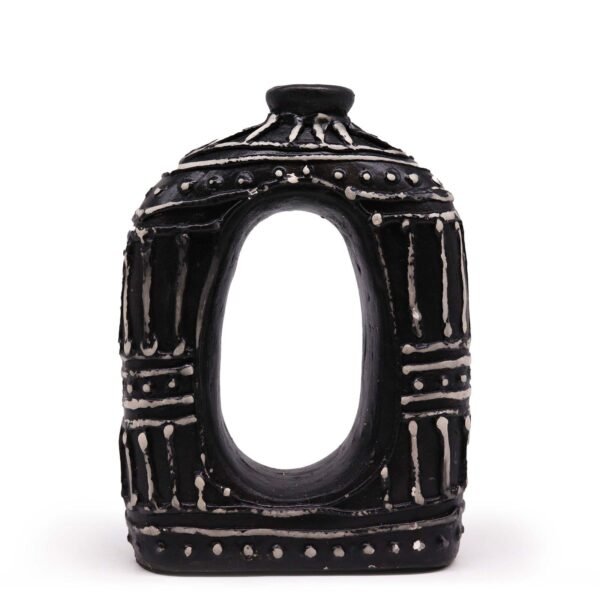Terracotta Donut Vase – Oval, Chocolate, 23 cm