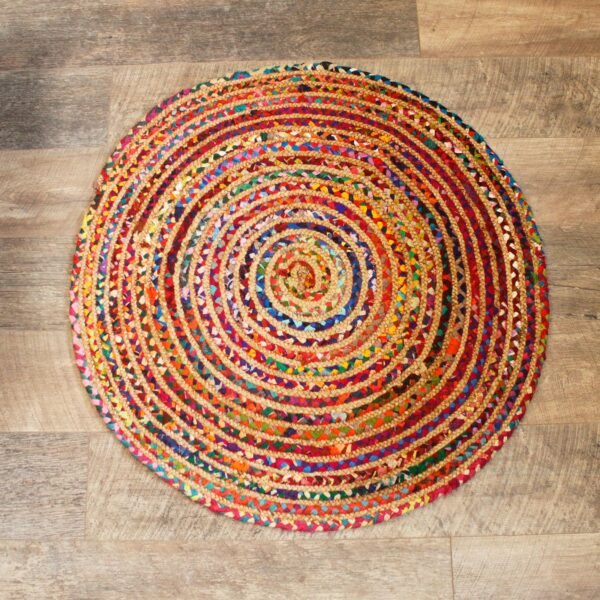 Round Jute & Cotton Rug – 90 cm