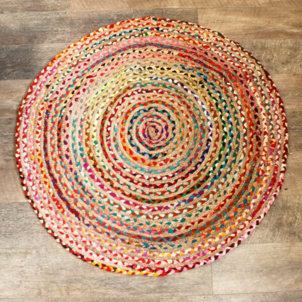 Round Jute & Cotton Rug – 120 cm