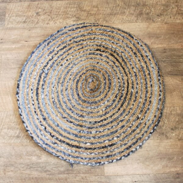 Round Jute & Denim Rug – 90 cm