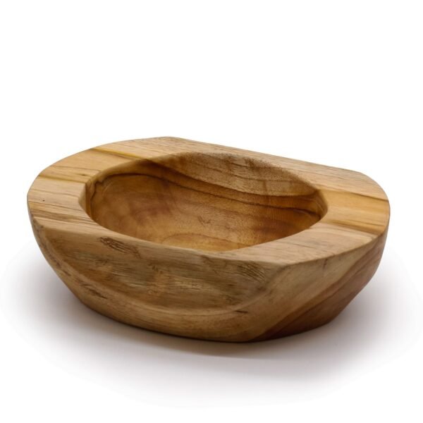 Teak Wood Bowl – Natural Shape, 25 cm