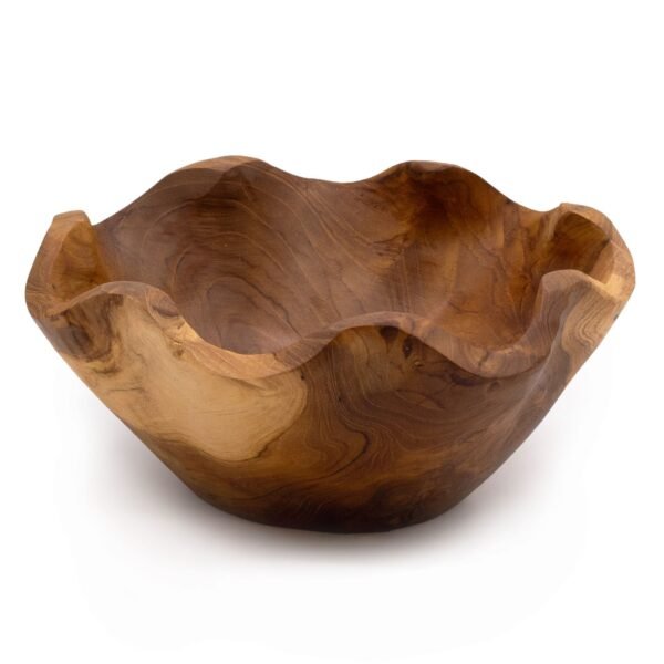 Teak Wood Fruit Bowl – Smooth, 21 cm