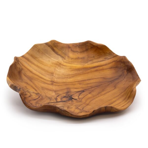 Teak Wood Fruit Bowl – Smooth Round, 28 cm