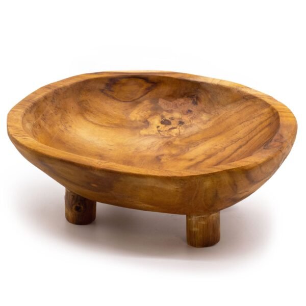 Teak Wood Fruit Bowl on Legs – 30 cm