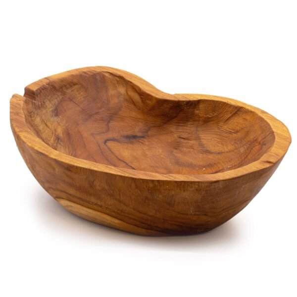 Teak Wood Fruit Bowl – Natural Rough Shape, 31 cm