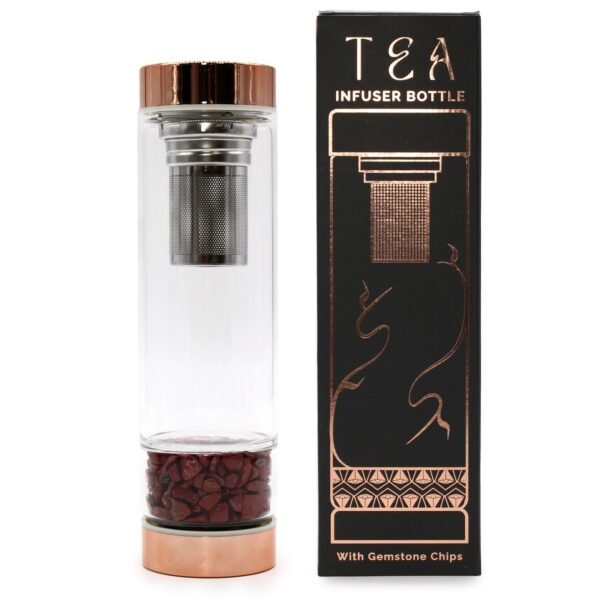 Glass Tea Infuser Bottle – Red Jasper, 500 ml