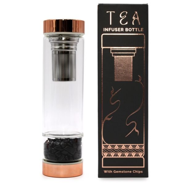 Glass Tea Infuser Bottle – Black Onyx, 500 ml