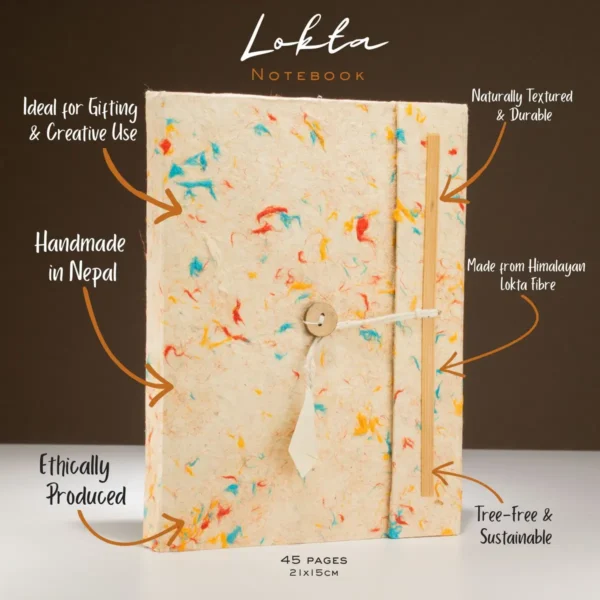 Lokta Paper Notebook – Large, Mixed Colour – detail
