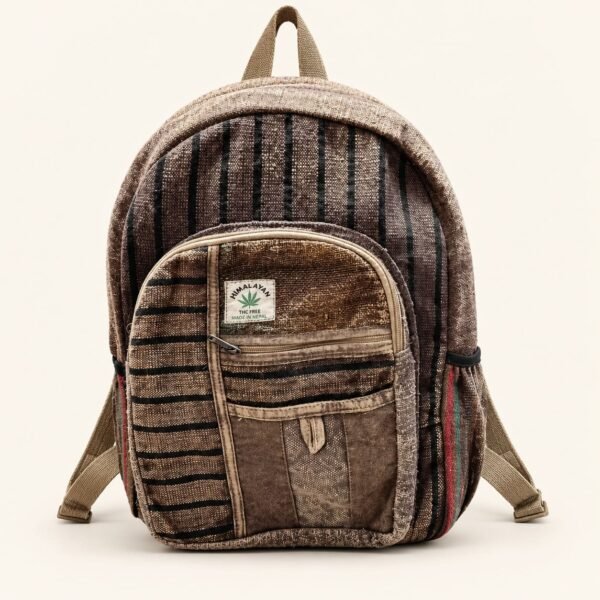 Backpack with brown stripes