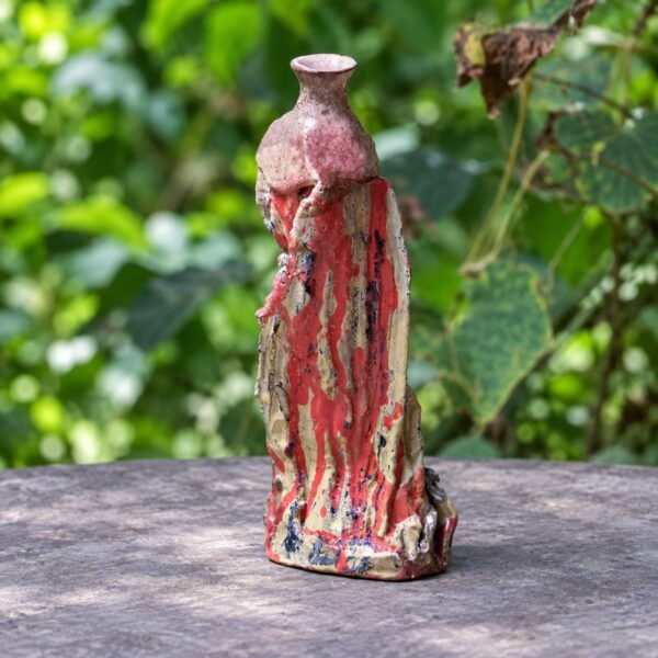 Ceramic Vase – Striped Multicolour Glaze from Nepal